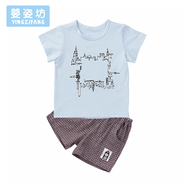 婴姿坊夏男宝婴幼套装短袖短裤两件套