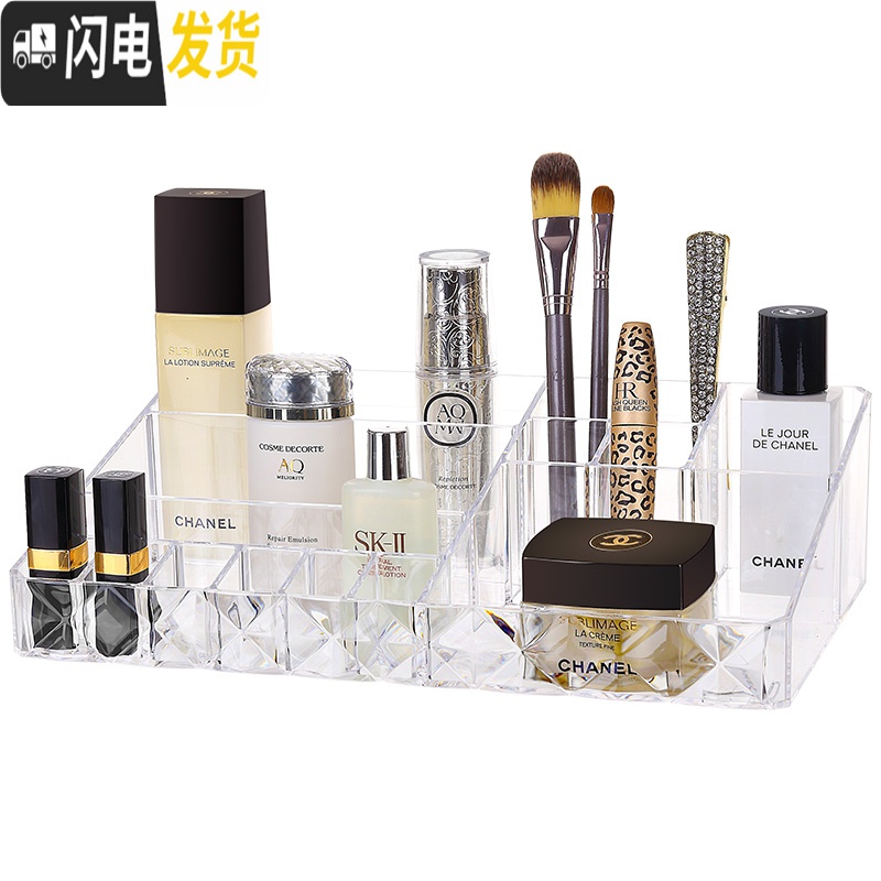 三维工匠化妆品收纳盒超大号防尘透明梳妆台桌面口红护肤品收纳盒高清大图