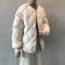 唐狮秋冬季棉衣女新款韩版休闲简约无领菱形格棉服加绒加厚潮