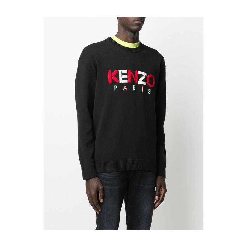 高田贤三(Kenzo)运动休闲提花logo针织套头衫男长袖圆领罗纹袖口
