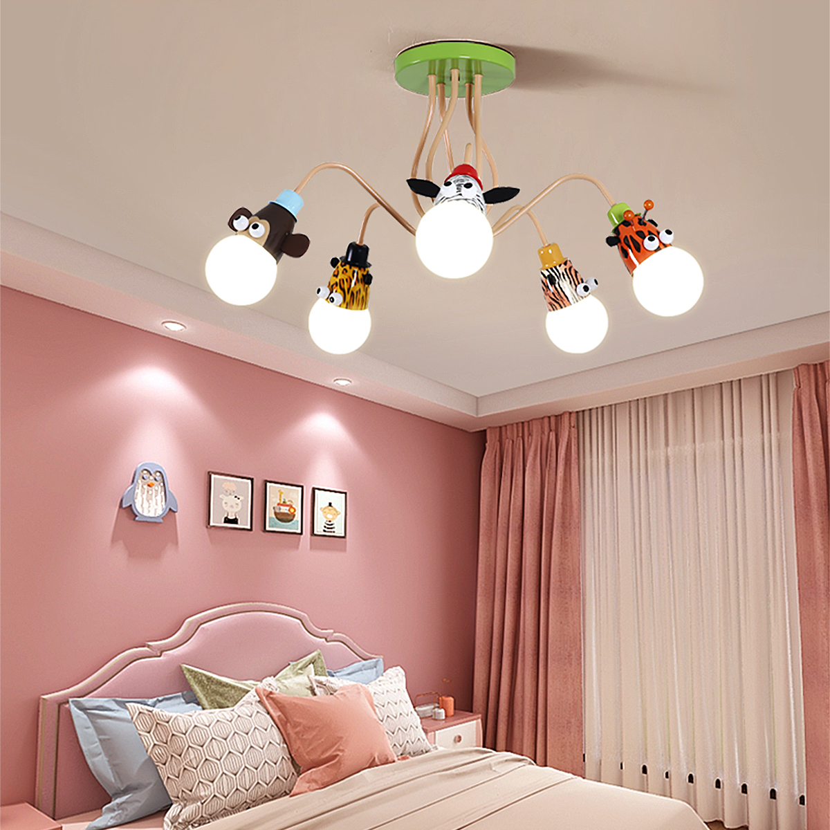 辛羽轻奢北欧风格卡通灯男孩卧室灯式儿童房吸顶灯女孩护眼创意房间