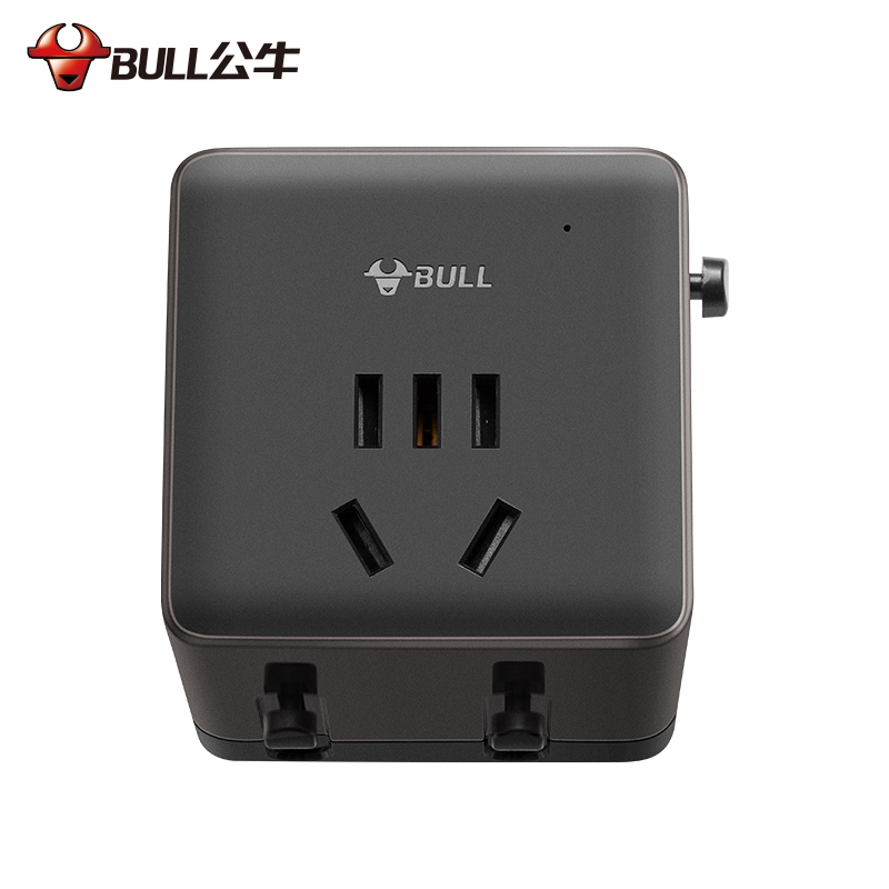 公牛(BULL)GN-L08黑色多国旅行转换器插头全球通用转换插头插座欧标德标英标美标澳标差旅便携插线板接线板