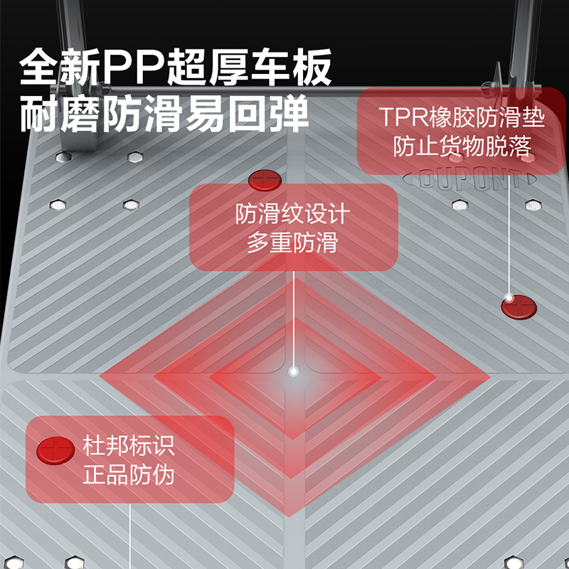 DuPont杜邦世界500强218年历平板车小推车手推车折叠拉货车钢板车手拉车搬运车静音款60*90承重约600斤