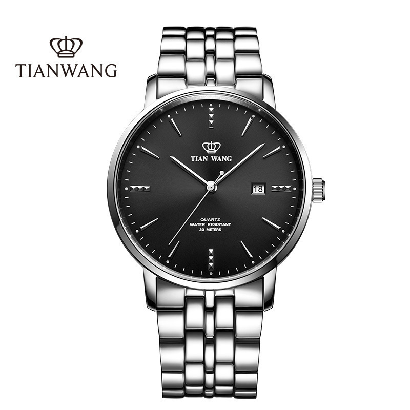 【支持后盖定制刻字服务】天王表(TIANWANG)手表沧海系列新品石英表商务休闲男表时尚潮流女表情侣手表钟表31131 黑盘男表