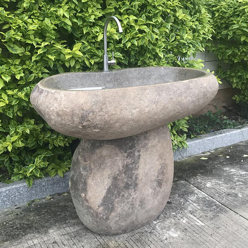石头洗衣池带搓衣板一体庭院天然石洗衣水户外花园别墅洗衣台盆安心抵