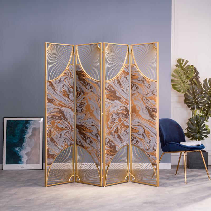 BONJEAN屏风中式隔断客厅折叠移动镂空简约现代小户型办公室家具铁艺折屏高清大图