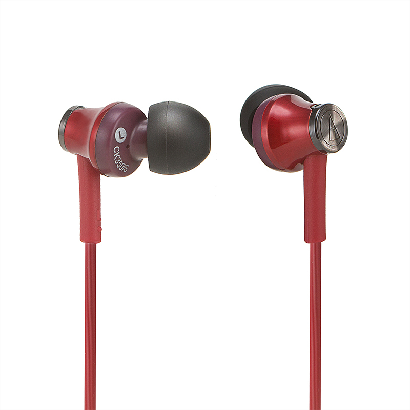 铁三角(audio-technica)ATH-CK350iS(红色)手机通用线控带麦入耳式耳机