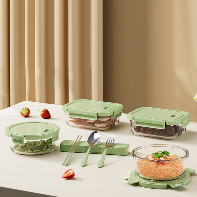皖亭WT-BXH-7如意保鲜盒七件套(圆碗x2+长碗x2+筷子x1+勺子x1+叉子x1)(单位:套)