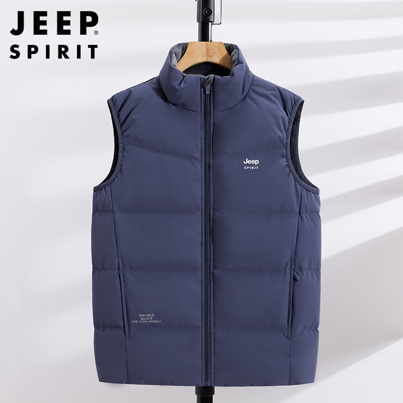 JEEP SPIRIT吉普冬季新款马甲男轻薄款背心羽绒服保暖运动外套