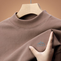 啄木鸟秋冬装上衣半高领德绒内搭保暖打底衫男长袖t恤中领卫衣冬 180/2XL建议150-165斤 XH-101卡其