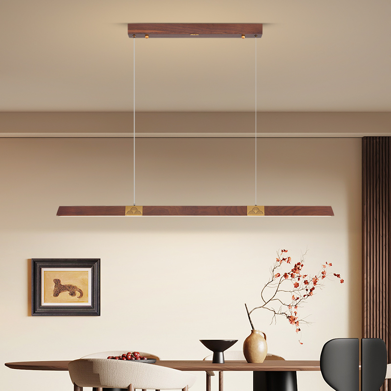 雷士照明条形餐吊灯阳台过道灯具中山灯具灯具木质新中式2025新款