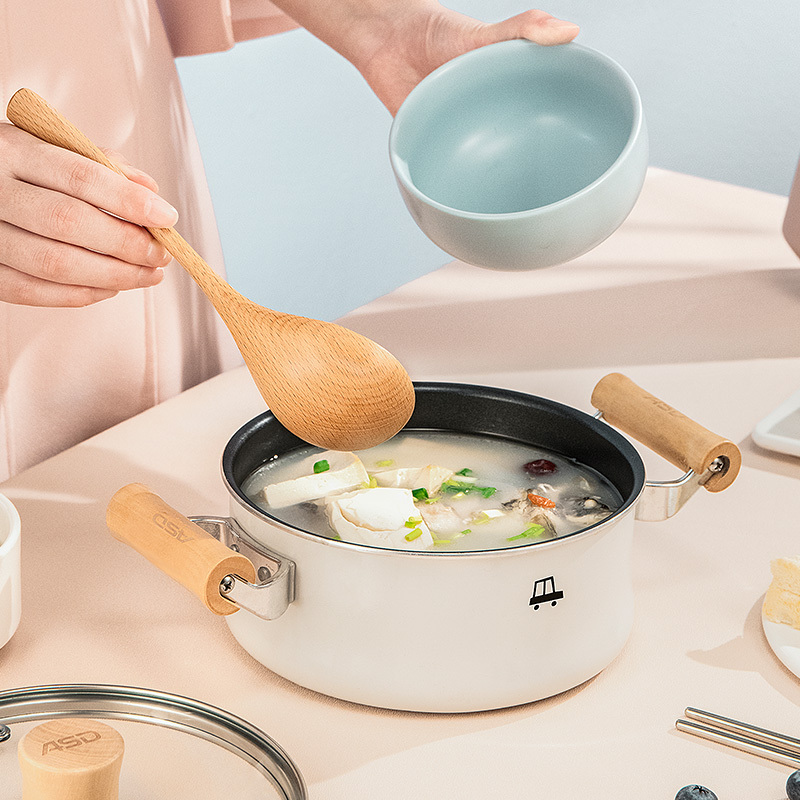 爱仕达 锅具套装 宝宝辅食锅16cm 不粘二件套锅PL02A4WG 煎锅/汤锅少油烟 电磁炉明火通用