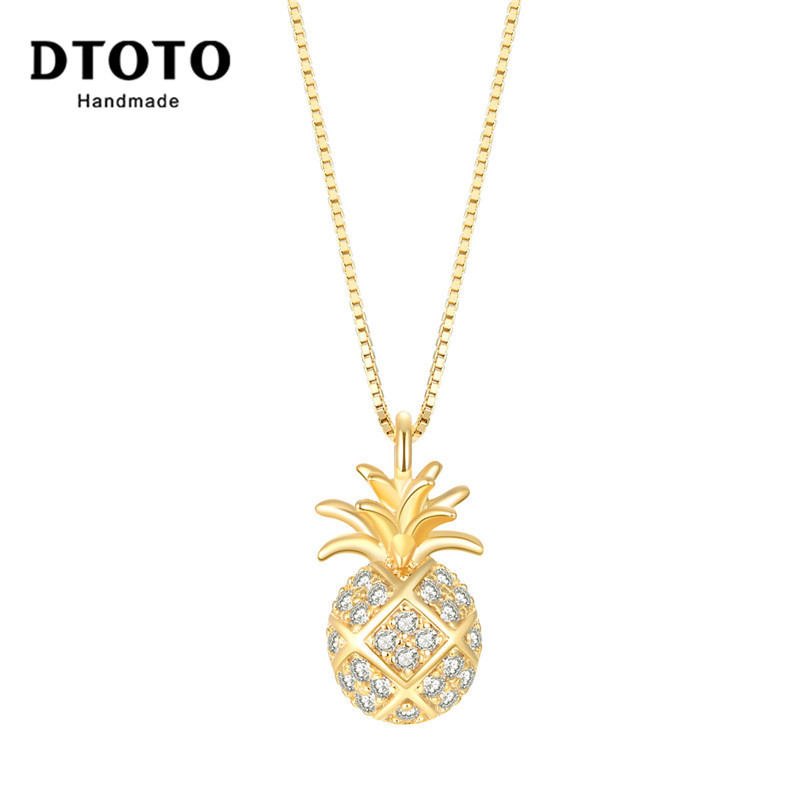 DTOTO 简约时尚菠萝项链 个性水果镶锆锁骨链吊坠