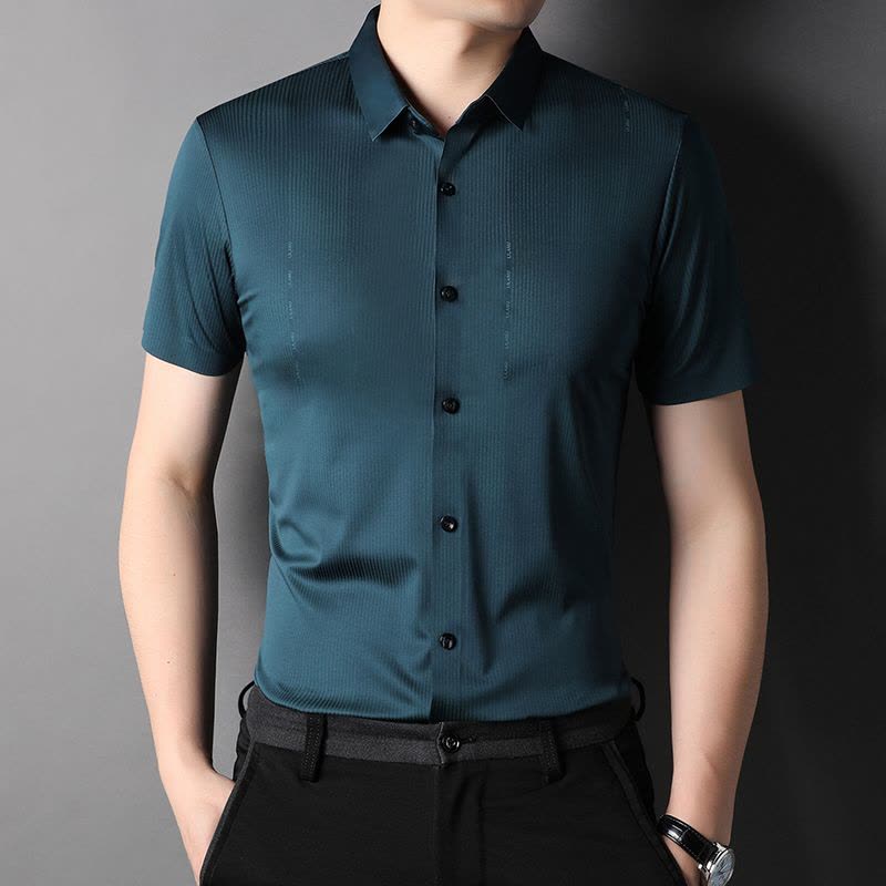 恒源祥品牌免烫短袖衬衫男寸衣宽松商务休闲中年男士衬衣服薄2022年夏季图片