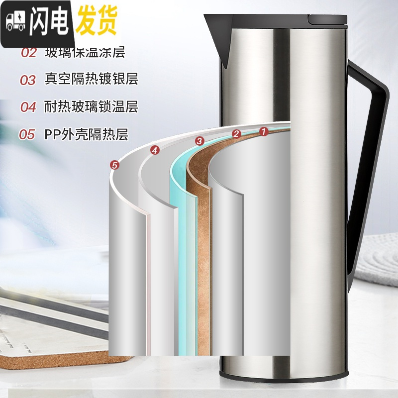 三维工匠保温壶家用暖水壶大容量暖壶小欧式热水瓶玻璃内胆茶瓶开水瓶 赤焰红1.2[健康白胆]