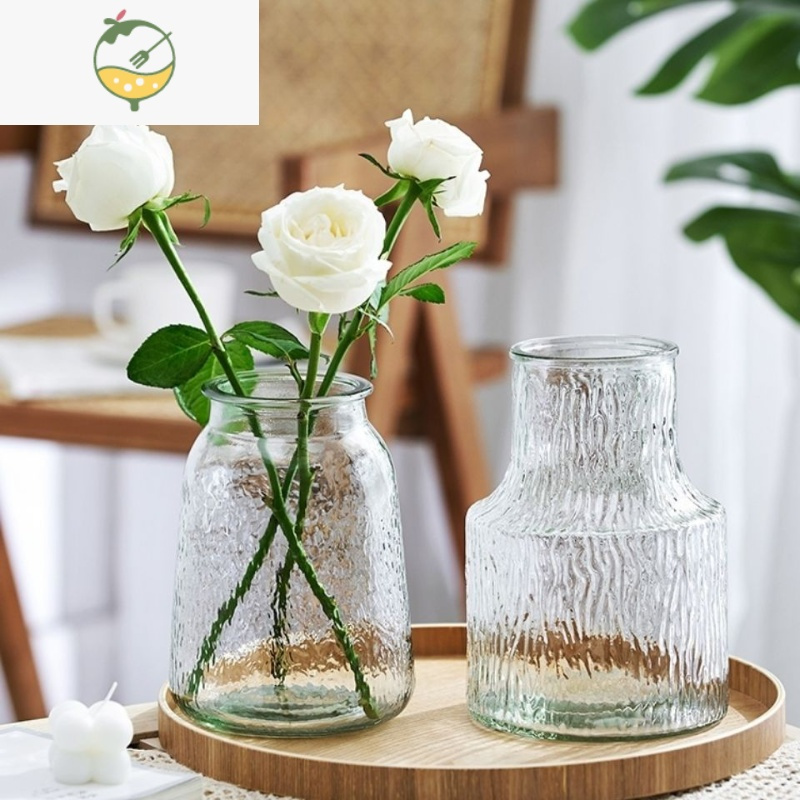 yicheng日式玻璃小花瓶透明摆件客厅插花水养迷你桌面矮花器ins立方