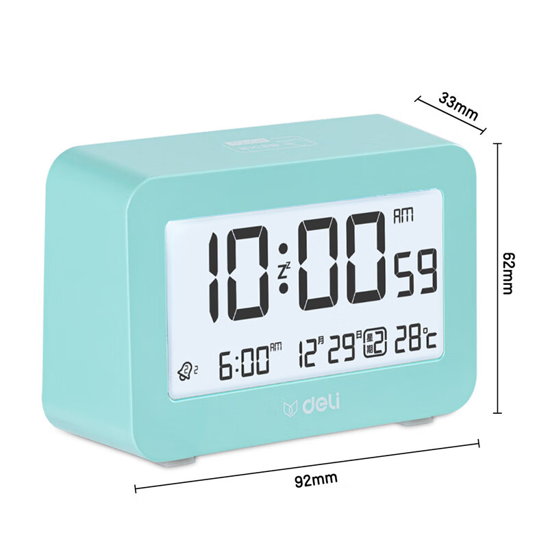 得力(deli) 8839电子闹钟 92*62*33mm (单位:个)绿色