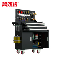 高翊柏 11100031 工具车 三抽带背板（黑色）铁皮五金工具柜维修汽修多功能双开门手推车