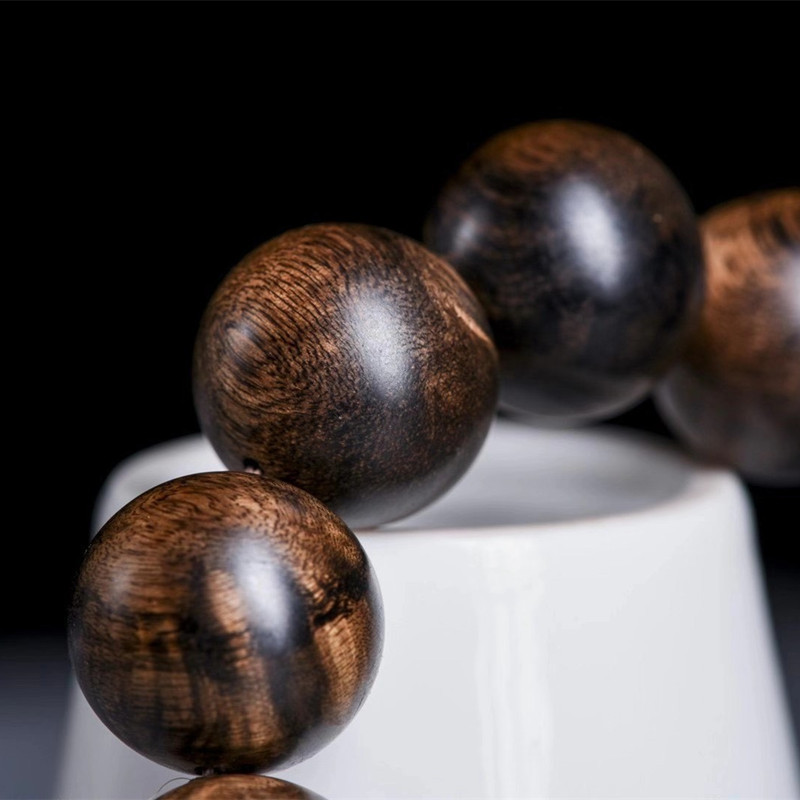 居典judian达拉干沉香佛珠手串20mm沉水天然老料纹路清晰沉香木民族风