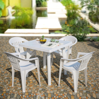 户外椅子塑料桌子沙滩休闲椅塑料桌椅大排档塑料椅子 110长方桌(有档)