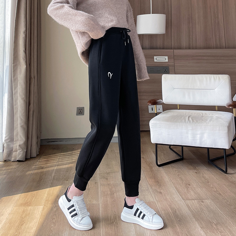 语娄运动裤子女休闲卫裤2022新款冬款加厚棉裤女冬季外穿加绒女裤休闲