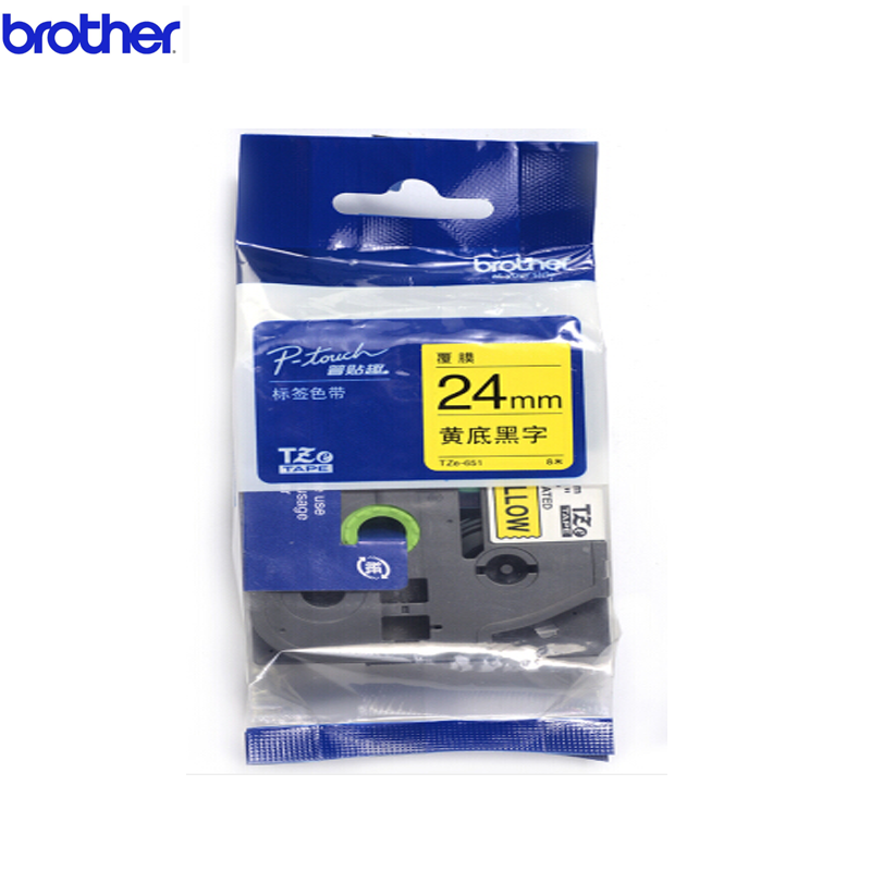 兄弟(brother)Tze-651 24mm (黄底黑字)标签带