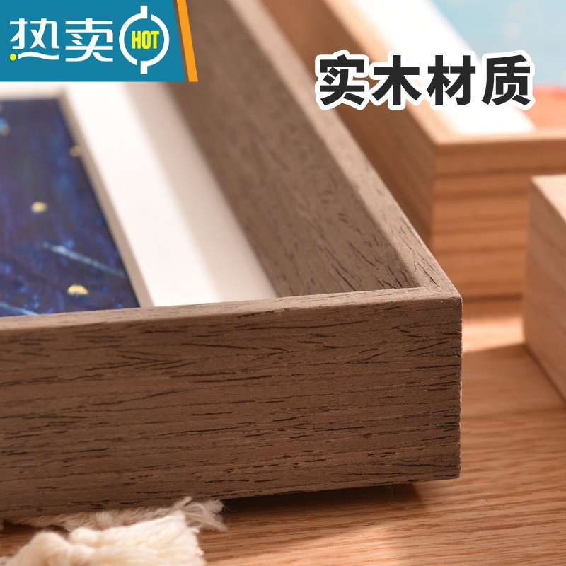 敬平四宫格油画棒10x10作品保存相框装裱画框生日油画棒实木中空画框 斜面款-深咖啡 画框25*25cm(放4张10*1高清大图