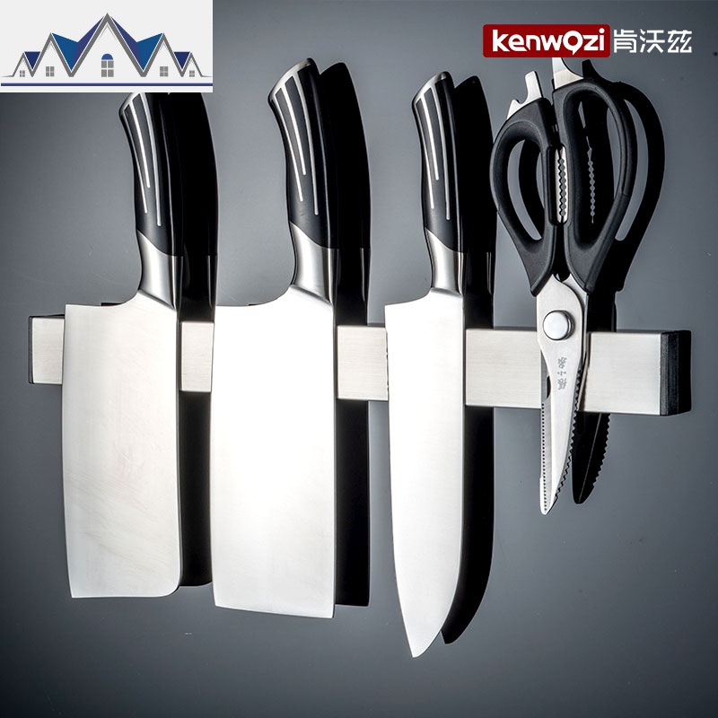 刀架壁挂式磁吸厨房用品304不锈钢家用刀具置物架刀座菜刀架收纳 三维工匠高清大图