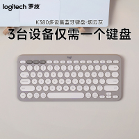 罗技(Logitech)K380多设备无线蓝牙键盘安卓苹果手机电脑平板iPad键盘轻音-烟云灰