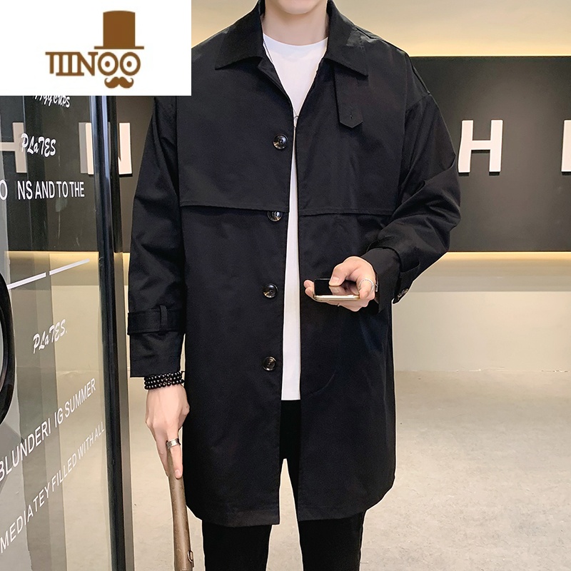 YANXU男士风衣中长款外套休闲工装百搭大衣英伦潮流轻熟潮牌夹克高清大图