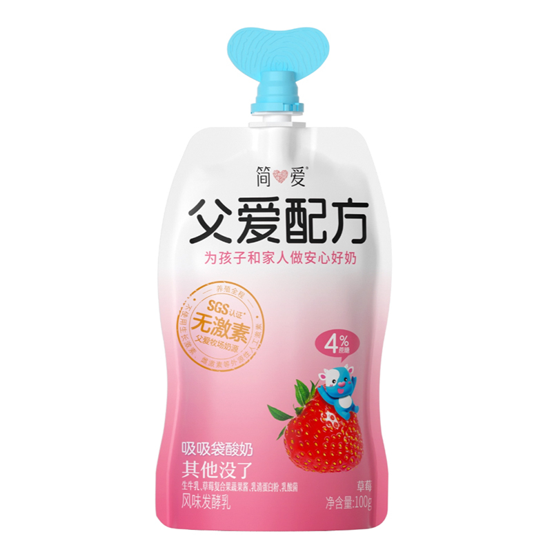 简爱酸奶 父爱配方0% 2% 4% 100g(三种口味,各4袋)(3-7天内顺丰冷链发货)