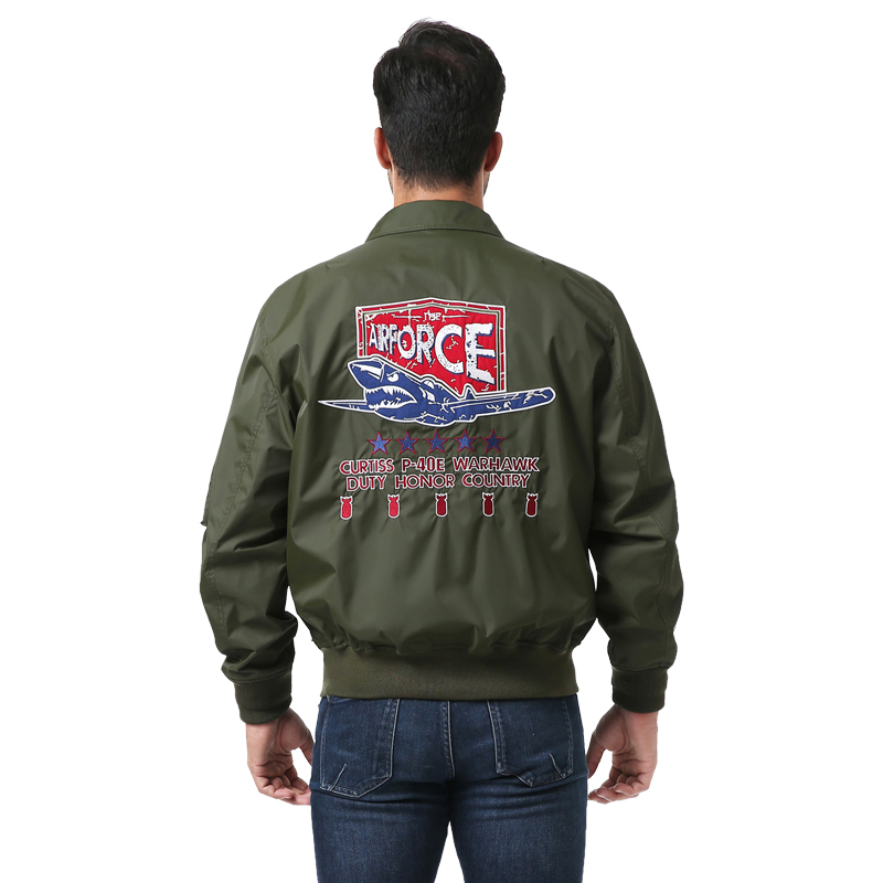 luxurylane春季夹克男士休闲尼龙夹克飞虎队绣花ma1飞行夹克