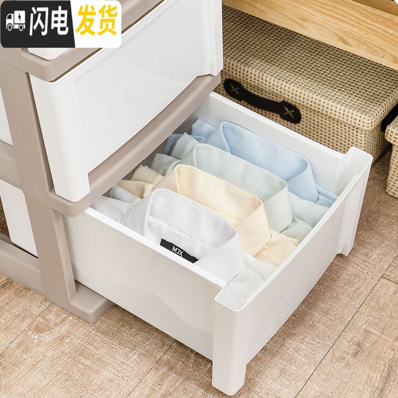 三维工匠塑料抽屉式收纳柜子儿童衣柜厨房夹缝窄柜整理储物柜爱丽丝高清大图