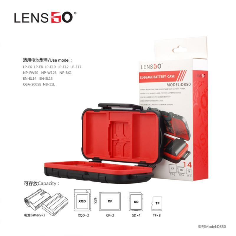 LENSGO相机电池收纳盒内存卡SD CF卡包多功能电池盒佳能5D4尼康D850单反索尼通用数码LP-E6N保护盒子防