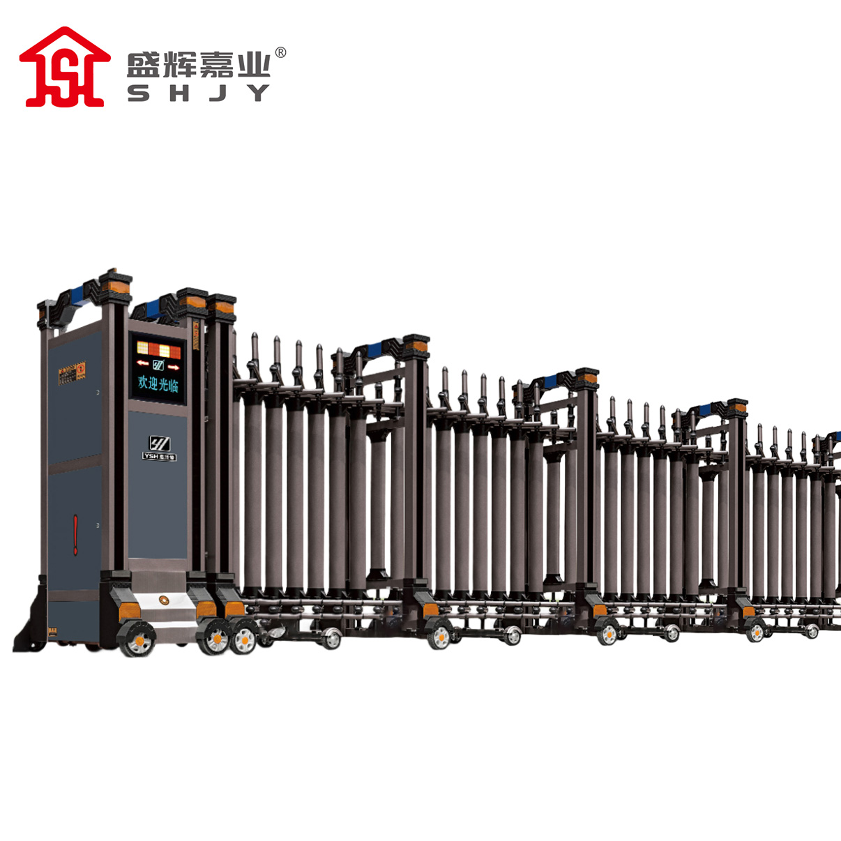 盛辉嘉业 智能电动伸缩门不锈钢铝合金伸缩遥控门 学校工厂安全电动门高清大图