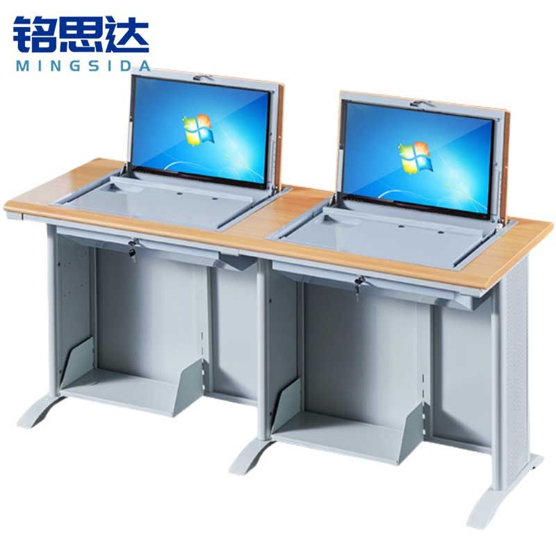 铭思达翻转电脑桌双人位张高清大图
