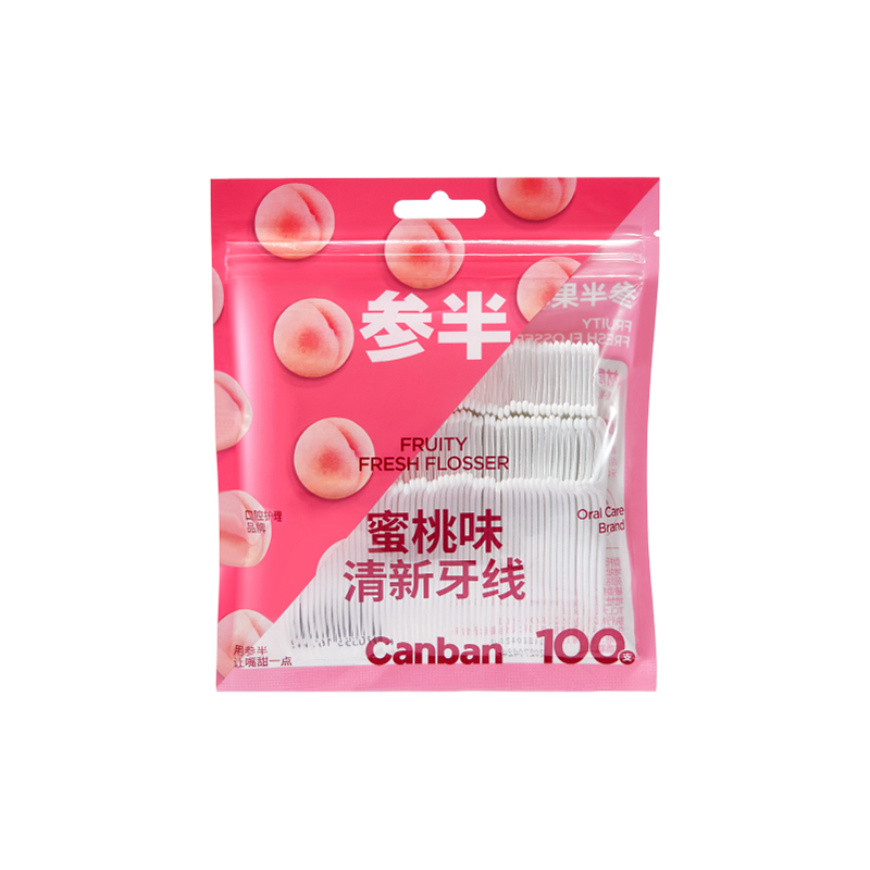 参半 KQ-YX-0012 果味牙线100支 蜜桃