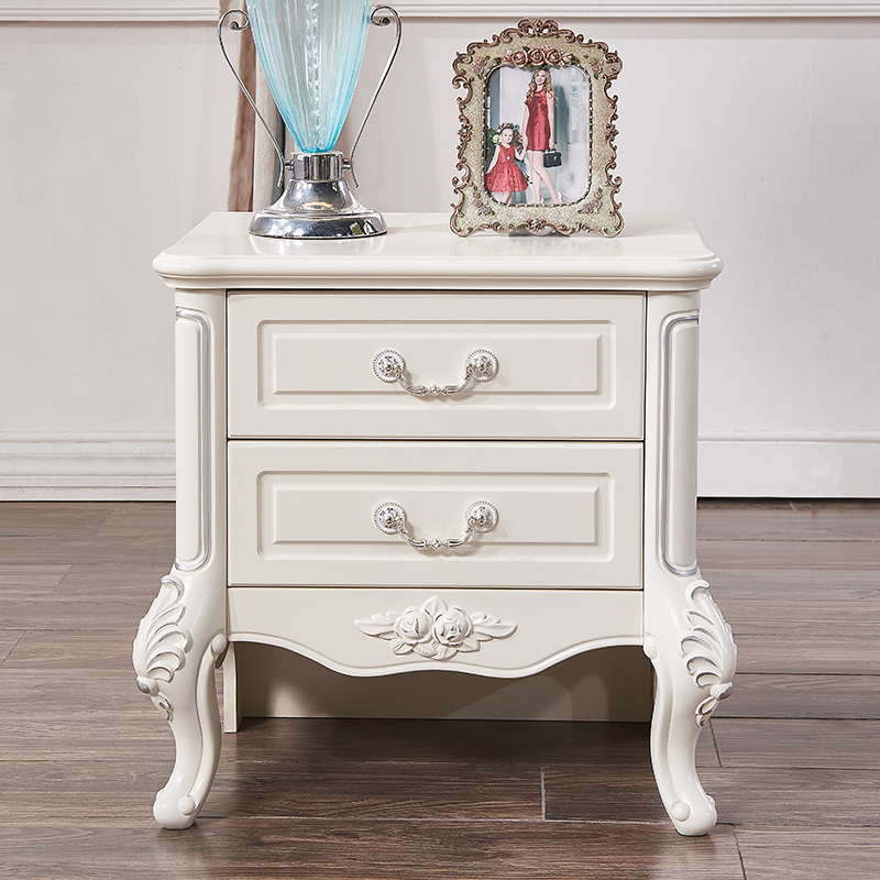 a家家具欧式床头柜白色法式卧室床边柜简约抽屉柜收纳柜带usb木质其他
