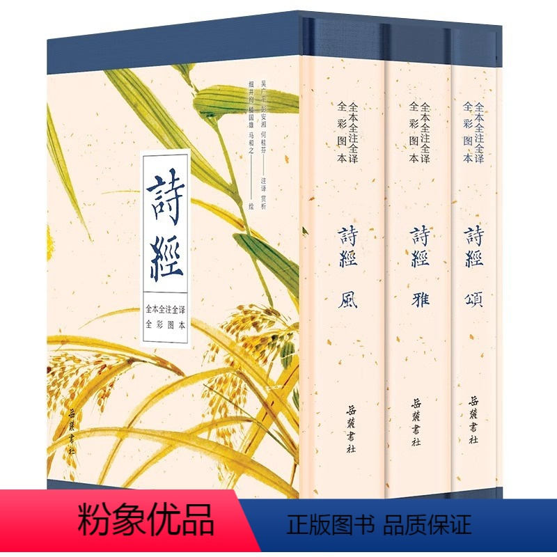 [正版] 诗经 全3册风雅颂三卷 原文译文注释插图 诗经原著完整版 给孩子的诗经注音版译注 岳麓书社 详尽赏析传统