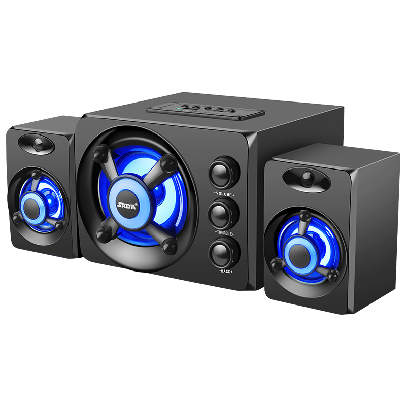 赛达D-208电脑音箱台式低音炮音响家用2.1声道台式笔记本手机通用USB供电 有线版黑色