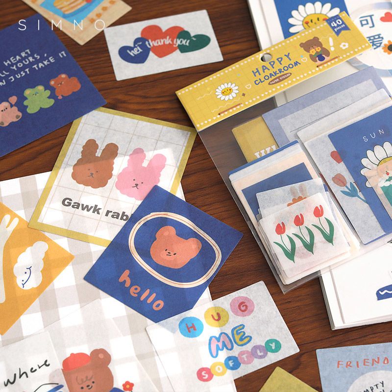 40张不重复文字贴纸可爱手账少女装饰小图案ins风手帐素材励志贴