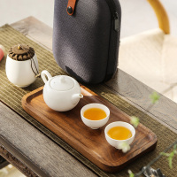 領藝 定窑白瓷便携茶具旅行套装户外车载茶壶泡茶杯快客杯一壶二杯不含茶盘 念云川定窑旅行茶具