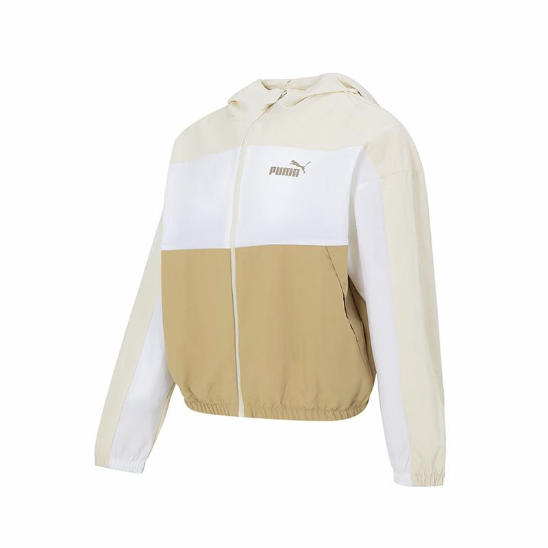 PUMA 品牌Logo印花运动透气休闲防风夹克外套 女款 卡其色 678351-87
