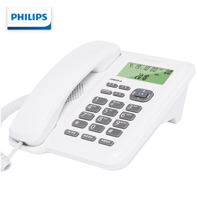 飞利浦(PHILIPS)电话机座机 固定电话 办公家用 免电池设计 来电显示 CORD281A (白色)
