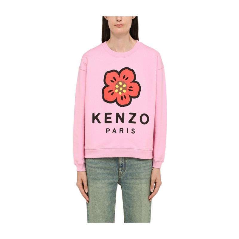 高田贤三(Kenzo)女运动卫衣长袖圆领印花logo抓绒外套保暖舒适时高清大图