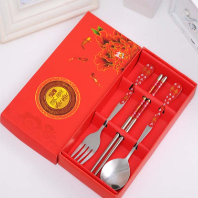 青花瓷餐具三件套