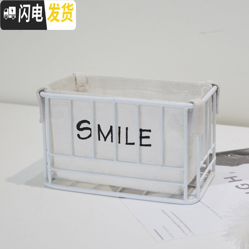 三维工匠桌面铁艺ins收纳筐杂物置物篮子玄关钥匙置物盒化妆品收纳整理盒收纳盒高清大图