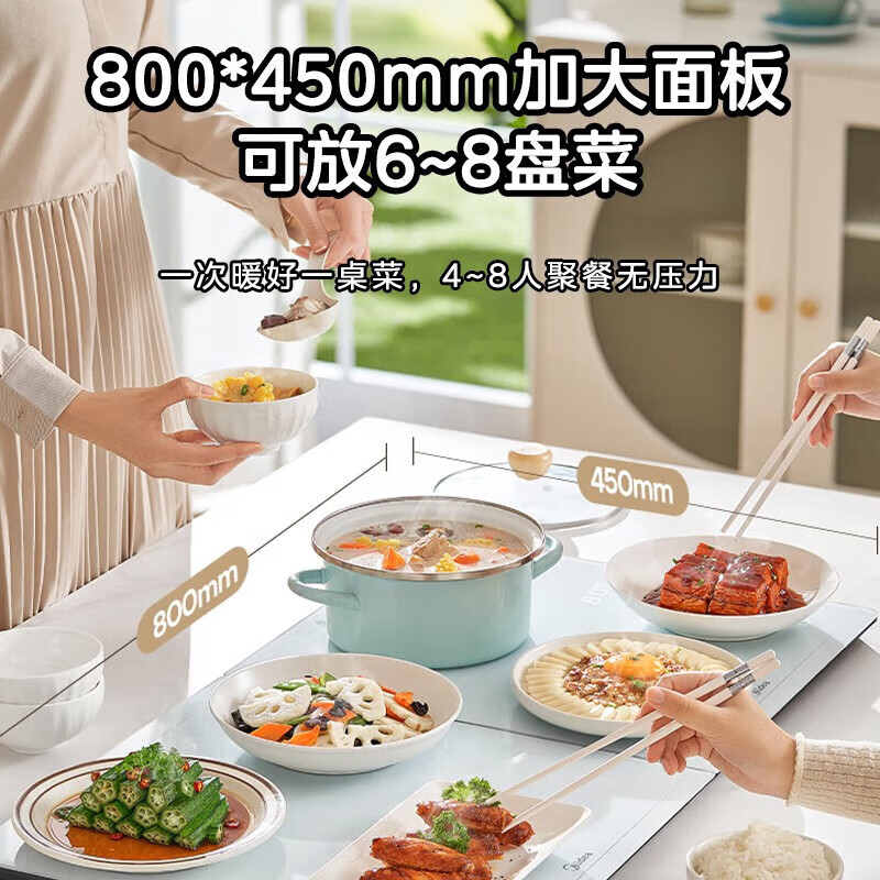 美的(Midea)暖菜板 HBU8045FZ 双区控温加热桌垫 折叠式热菜板 饭菜保温板家用热饭保温菜板 450W功率高清大图