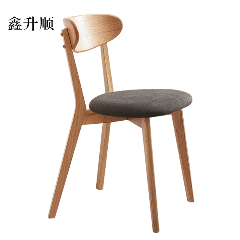 鑫升顺餐椅简约现代休闲书桌椅餐桌凳子橡木靠背椅黑色软包