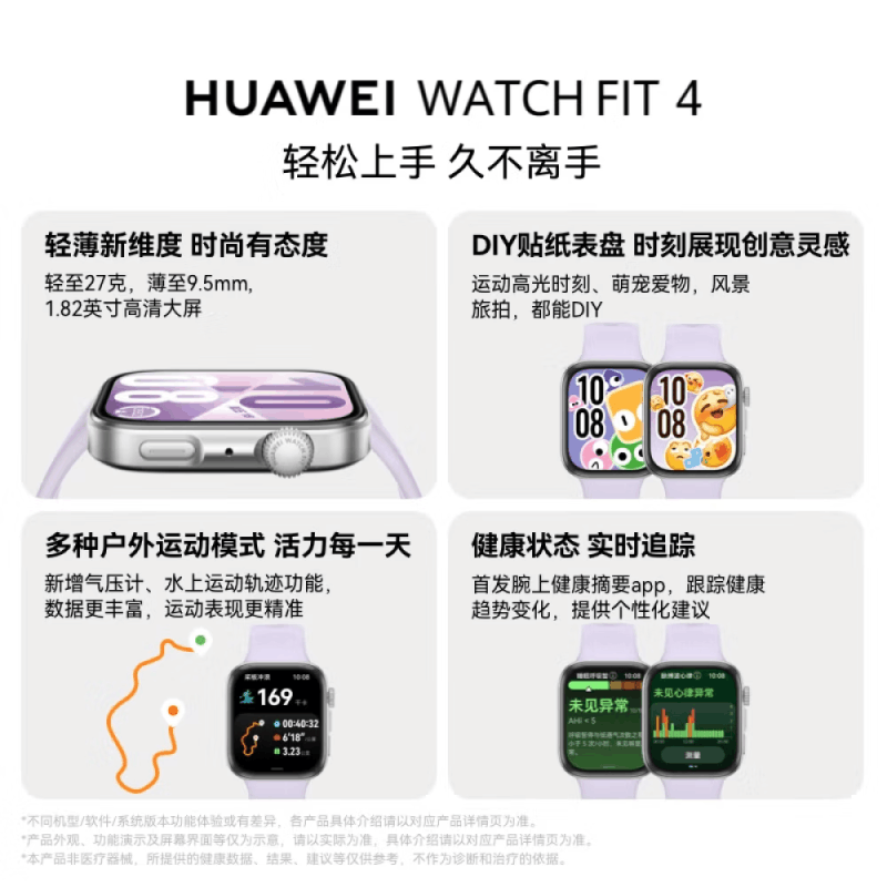 华为HUAWEI WATCH FIT 4 幻影银 氟橡胶表带 华为运动智能手表超轻薄大屏潮流运动蓝牙通话睡眠监测图片